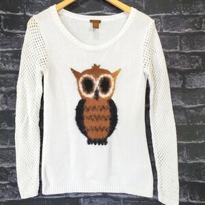 Copper Key Owl Sweater Women M‎ White 100% Cotton Ethereal Whimsigoth Indie Boho